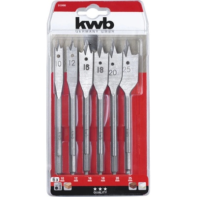 kwb КОМПЛЕКТ ПЛОСКИ СВРЕДЛА ЗА ДЪРВО kwb 6 БРОЯ (4009315124902)
