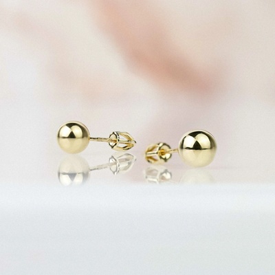 Lillian Vassago Hladké a lesklé zlaté náušnice v tvare guľôčky LLV66-GER158S6 žltá