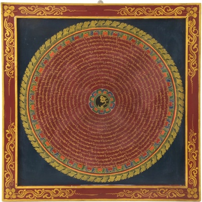 Sanu Babu Om Mani Padme Hung mandala, ručně malovaný obraz, 58x58cm