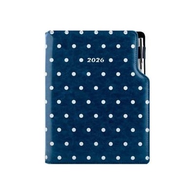 Design B6 denní 2026 Puntíky modrá