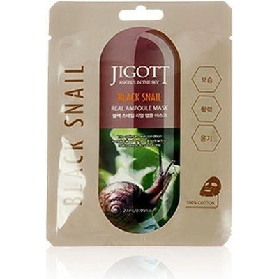 JIGOTT Ампулна маска за лице с черен охлюв JIGOTT BLACK SNAIL REAL AMPOULE MASK 27 ml