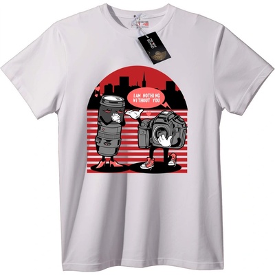 NOONEBRAND Тениска Камера & Обектив Любов - L, White