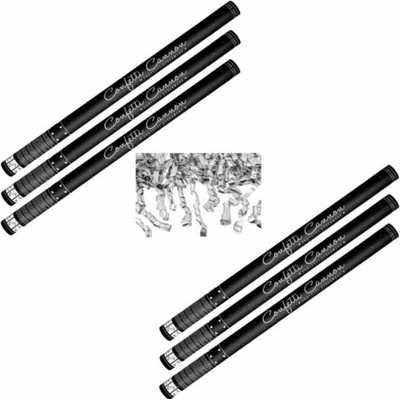 Párty konfety Sada 6 ks, 80 cm, stříbrné stužky hoblinky metalické silvestr 8595596318551