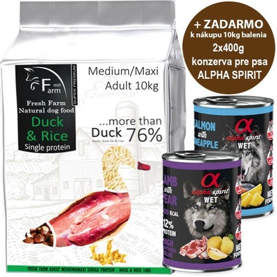 Fresh Farm Adult Medium & Maxi Single Protein Duck & Rice 10 kg
