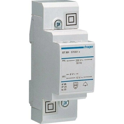 Zvonkové trafo měřící ST301 230V/8+12V 4VA 2M