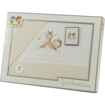 Gamberritos Комплект летни чаршафи, 3 части за легло 60х120см. Животни, бежово (109582)