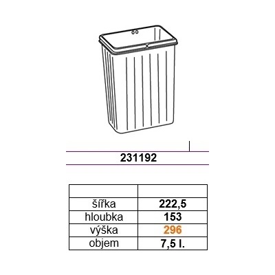 Gollinucci Náhradný kôš pre Sistema 900 a Linea 580 7,5 l