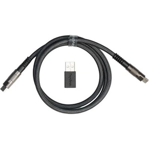 Keychron Double-Sleeved Geek 8K USB-C - USB-C M/M кабел за данни, 1 м, черен + USB-A/C адаптер (CAB-38)