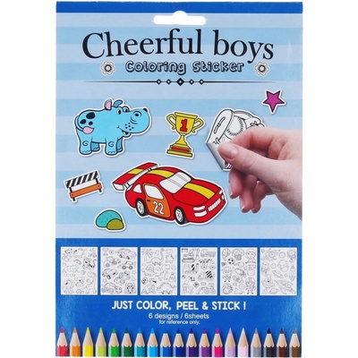 Vyfarbovacie nálepky Cheerful Boys 6 strán