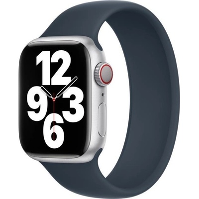 Apple Оригинална силиконова каишка за Apple Watch 44мм, 45мм, 46мм, Ultra, Ultra 2, Ultra 3 49 - Apple Storm Blue Solo Loop Band Size 9 (разопакован) (MPFK3ZM/A)
