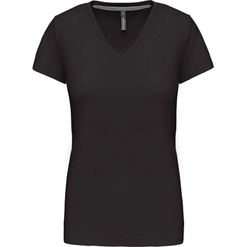 Kariban v-neck k381 / Дамска тениска с къс ръкав - тъмносива l (20k38167003)