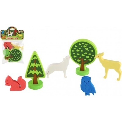 TEDDIES Vodolepky Pěnové dílky Zvířátka z lesa 9ks v sáčku 14x20cm