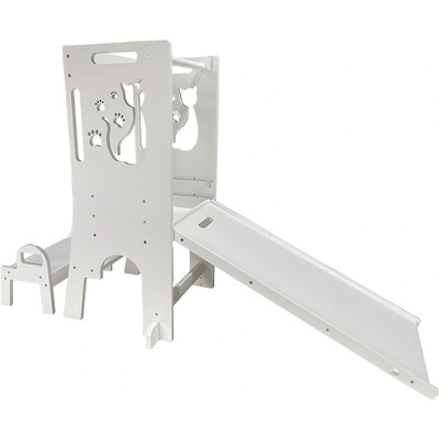 Piccolino multifunkční učící věž montessori kočka se skluzavkou a tabulí – Zboží Dáma