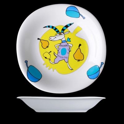 Langenthal Dětský porcelán talíř hluboký 21 cm Veselá koza