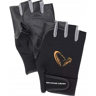 SAVAGE GEAR Rybářské rukavice Neoprene Half Finger Black