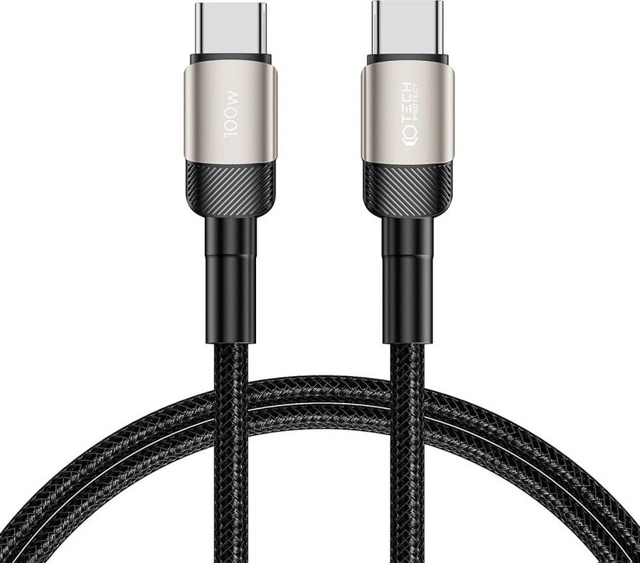 Tech-Protect Кабел за зареждане USB-C / USB-C с PD 100W / 20V / 5A от Tech-Protect Ultraboost Evo - 100см Titanium (5906203690633)