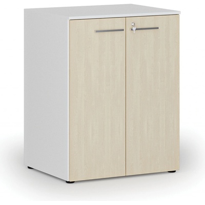 Primo Kancelárska skriňa s dverami WHITE, 2 police, 1027 x 800 x 640 mm, biela/breza