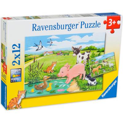Ravensburger Пъзел Ravensburger от 2 x 12 части - Бебета животни (7582)