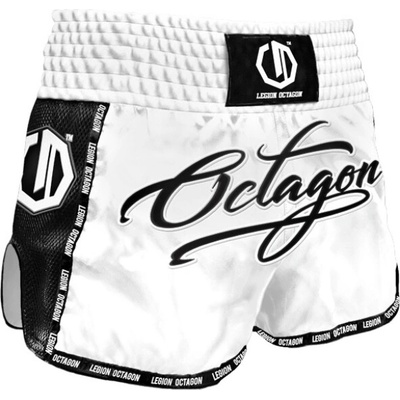 Muay Thai trenky Octagon Script biele