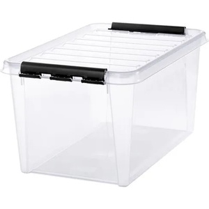 SMARTSTORE Пластмасова кутия за съхранение, 47 литра, с черни дръжки, SMARTSTORE "Classic 45", прозрачна 3476070 (3476070)