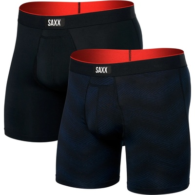 Saxx Мъжко синтетично термобельо Saxx Multi-Sport Mesh Boxer Brief Fly 2-Pack Synthetic base layer - Full Tilt Chevron / Black (014-2360-0112)