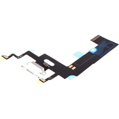 AppleMix Napájací a dátový konektor s flex káblom + GSM anténa + mikrofóny pre Apple iPhone Xr - biely - kvalita A+