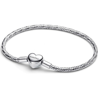 Pandora s fazetovým zapínáním ve tvaru srdce stříbrný 594236C00-18 cm