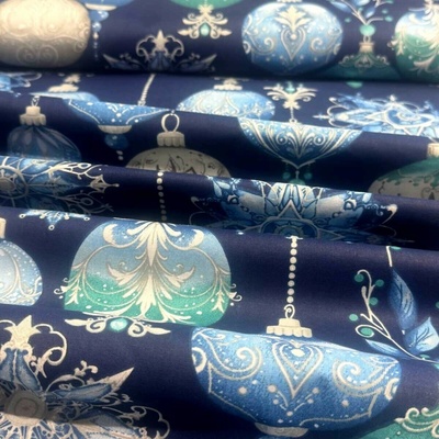 Vánoční bavlněná látka, metráž, šíře 160 cm, Vánoční Hračky na Granátovém