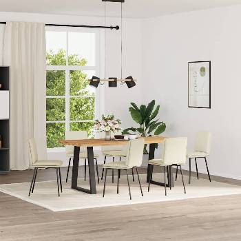 vidaXL Трапезни столове, 6 бр, кремави, кадифе (3315623)