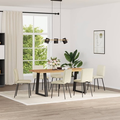 vidaXL Трапезни столове, 6 бр, кремави, кадифе (3315623)
