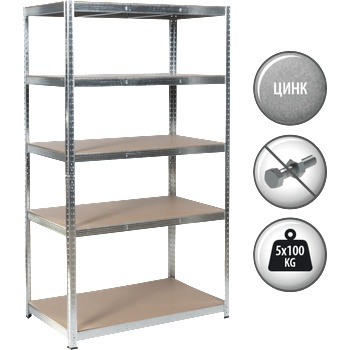 Carmen Метален стелаж Carmen CR-1014 - 180х90х40 см, до 100 кг на рафт - цинк