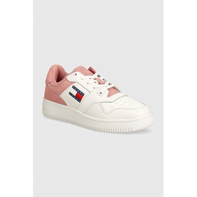 Кожени маратонки Tommy Jeans TJW RETRO BASKET MIX MEDIA в розово EN0EN02653 (EN0EN02653)