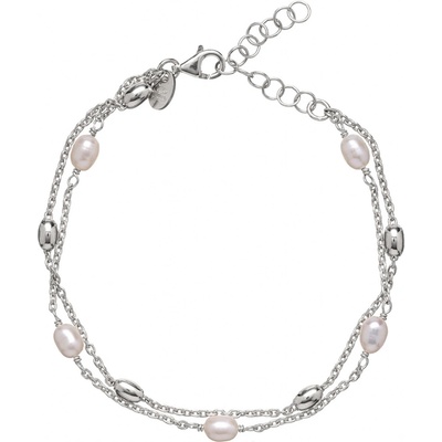 Alisia stříbrný dvojitý náramek s pravými perlami AL4136-Argento
