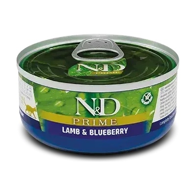 N&D Prime Cat Lamb & Blueberry Adult пълноценна мокра храна за котки в зряла възраст с агнешко и боровинки 70gr