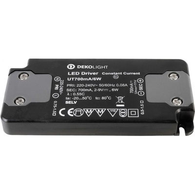 Dekolight KapegoLED napájení Flat trafo 700mA 6W konstantní proud 700 mA IP20 2-9V DC 6,00 W 862048