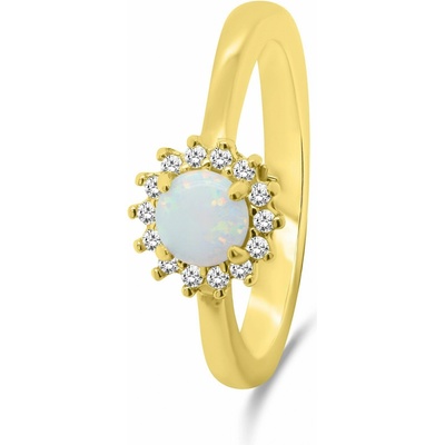 Brilio Silver pozlacený prsten s opálem a zirkony RI056Y