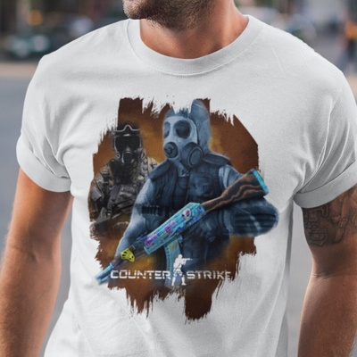 Tričko s potlačou Counter Strike Biela