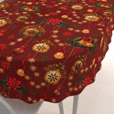 Biante bavlna oválný ubrus Sandra SA-809 Vánoční ozdoby na vínově červeném 120x200 cm