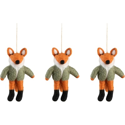 Garden Trading Plstěná ozdoba Fox set 3 ks, oranžová barva