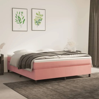 vidaXL Боксспринг легло с матрак, розово, 180x200 см, кадифе (3144698)