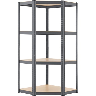 Juskys Rohový úložný regál Corner Easy 160 x 75 x 40-75 cm šedý