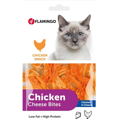 Flamingo Chicken and cheese - Лакомство за котки с пилешко месо и сирене, 85 гр