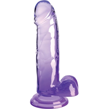 Image 1 of Pipedream King Cock Clear Cock with Balls 7" Purple