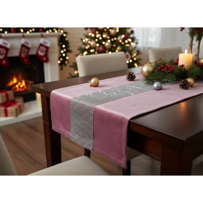 Mybesthome Ubrus běhoun Camila růžová Velvet mikrovlákno 40x140cm