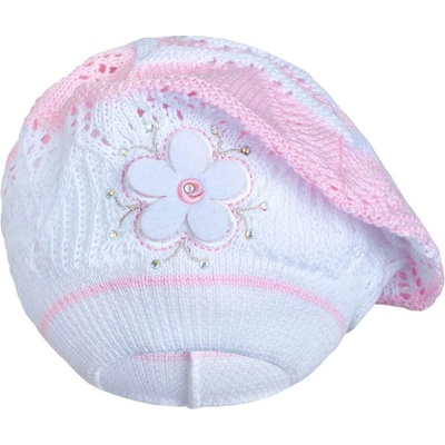 New Baby pletená čepice baret tmavě růžová