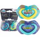 Canpol Babies 2 ks symetrických silikon cumlíkov Neon Love Baby modrá