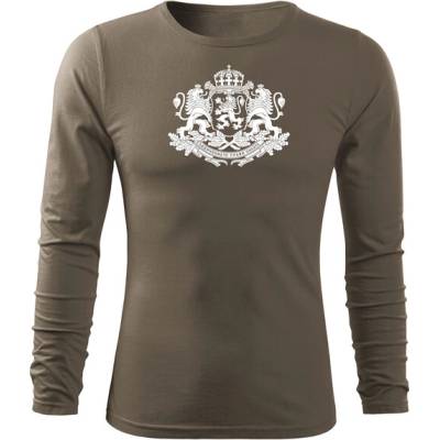DRAGOWA fit-t Тениска с дълъг ръкав Герб на България, маслинова (37421)