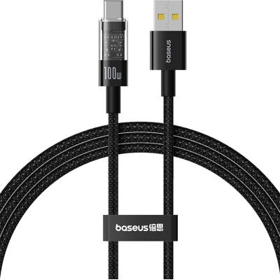 Baseus USB към Type-C кабел, супер бързо зареждане 100 W, 1 m - Baseus Gem (P1037373002111-00) - Cluster Black