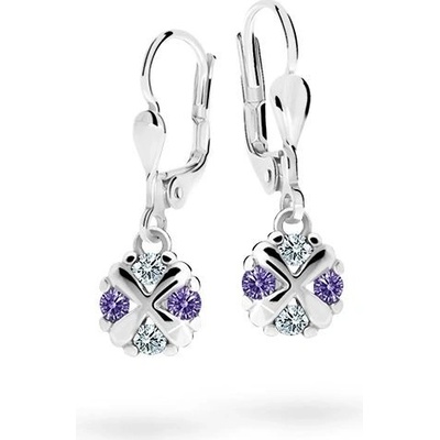 Danfil dětské náušnice C2153 z bílého zlata s kamínky Amethyst zapínání klapka
