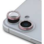 Guess фиксиран защитен обектив с брокат за iPhone 16/16 Plus розов (GUCL162SGGP)
